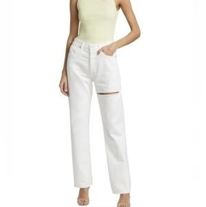 Agolde Classic White High-Rise Straight Jeans with Knee Slit Size 29